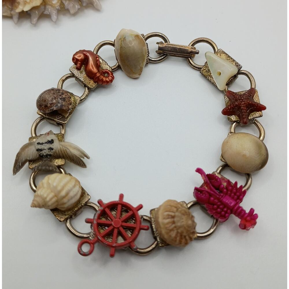 Vintage Beach & Seashell Jewelry Lot – Bracelet & 2 Brooches - Picture 4 of 6